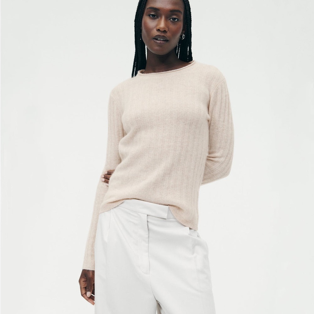 NAADAM Oatmeal Cashmere Crew Neck Sweater